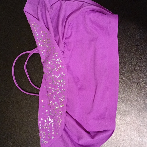 Kensie Girl Purple With Sparkles Adjustable Straps Bathing Suit Top Size 10 - Picture 3 of 4